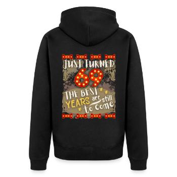 69. Geburtstag 69 Jahre alt Vintage-Design, Spruch - Unisex Premium Bio Zip Hoodie - Schwarz - Hinten - Nico (187cm)