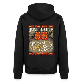 55. Geburtstag 55 Jahre alt Vintage-Design, Spruch - Unisex Premium Bio Zip Hoodie - Schwarz - Hinten - Nico (187cm)