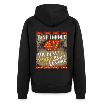 47. Geburtstag 47 Jahre alt Vintage-Design, Spruch - Unisex Premium Bio Zip Hoodie - Schwarz - Hinten - Nico (187cm)