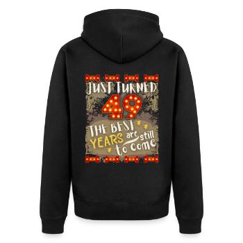 49. Geburtstag 49 Jahre alt Vintage-Design, Spruch - Unisex Premium Bio Zip Hoodie - Schwarz - Hinten - Nico (187cm)