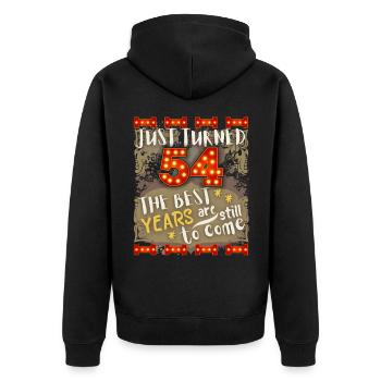 54. Geburtstag 54 Jahre alt Vintage-Design, Spruch - Unisex Premium Bio Zip Hoodie - Schwarz - Hinten - Nico (187cm)