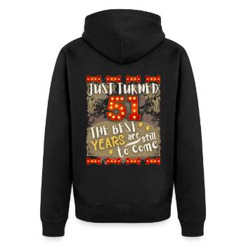 51. Geburtstag 51 Jahre alt Vintage-Design, Spruch - Unisex Premium Bio Zip Hoodie - Schwarz - Hinten - Nico (187cm)