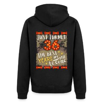 36. Geburtstag 36 Jahre alt Vintage-Design, Spruch - Unisex Premium Bio Zip Hoodie - Schwarz - Hinten - Nico (187cm)