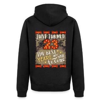 23. Geburtstag 23 Jahre alt Vintage-Design, Spruch - Unisex Premium Bio Zip Hoodie - Schwarz - Hinten - Nico (187cm)