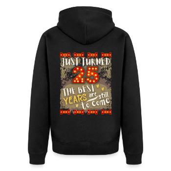 25. Geburtstag 25 Jahre alt Vintage-Design, Spruch - Unisex Premium Bio Zip Hoodie - Schwarz - Hinten - Nico (187cm)