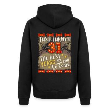 31. Geburtstag 31 Jahre alt Vintage-Design, Spruch - Unisex Premium Bio Zip Hoodie - Schwarz - Hinten - Nico (187cm)
