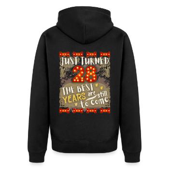 28. Geburtstag 28 Jahre alt Vintage-Design, Spruch - Unisex Premium Bio Zip Hoodie - Schwarz - Hinten - Nico (187cm)