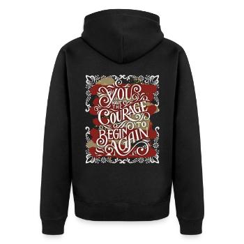 Motivational inspiration, saying vintage calligraphy - Unisex Premium Organic Zip Hoodie - black - Back - Nico (187cm)