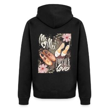 Mr & Mrs Forever-Love, Spruch, Brautschuhe - Unisex Premium Bio Zip Hoodie - Schwarz - Hinten - Nico (187cm)
