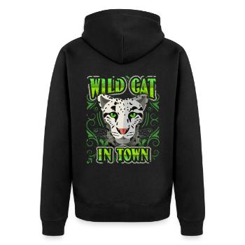 Wildcat, funny saying, tiger lion panther - Unisex Premium Organic Zip Hoodie - black - Back - Nico (187cm)