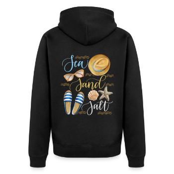 Mer-Sable-Sel, vacances à la mer, plage, dicton - Veste à capuche bio Premium Unisexe - noir - Dos - Nico (187cm)