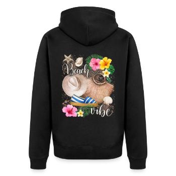 Vacances à la mer, à la plage, à la plage, à l’ambiance de plage espadrilles - Veste à capuche bio Premium Unisexe - noir - Dos - Nico (187cm)