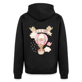 Baby Girl, Teddy Bear Baby, Cute Design C’est une fille - Veste à capuche bio Premium Unisexe - noir - Dos - Nico (187cm)