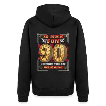 90th Birthday 90 Years Vintage-Retro Fun-Birthday - Unisex Premium Organic Zip Hoodie - black - Back - Nico (187cm)