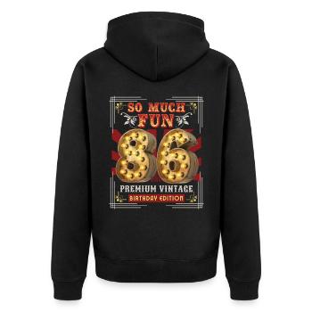 86th birthday 86 years Vintage-Retro Fun-Birthday - Unisex Premium Organic Zip Hoodie - black - Back - Nico (187cm)