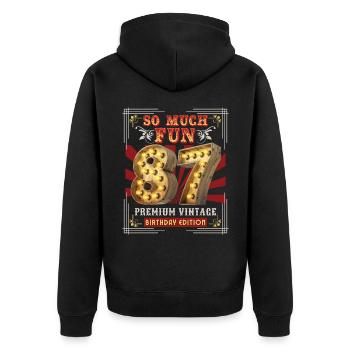 87th birthday 87 years Vintage-Retro Fun-Birthday - Unisex Premium Organic Zip Hoodie - black - Back - Nico (187cm)
