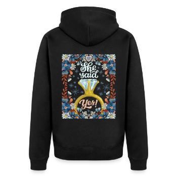 Wedding, Wedding, Bride, She-Said-Yes, Engagement - Unisex Premium Organic Zip Hoodie - black - Back - Nico (187cm)