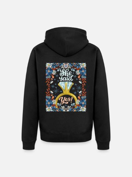 Wedding, Wedding, Bride, She-Said-Yes, Engagement - Unisex Premium Organic Zip Hoodie - black