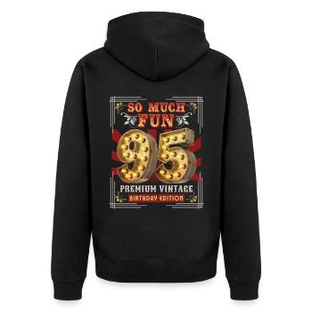 95th birthday 95 years Vintage-Retro Fun-Birthday - Unisex Premium Organic Zip Hoodie - black - Back - Nico (187cm)