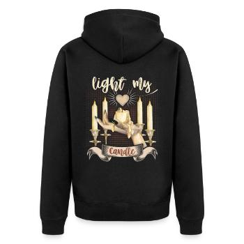 Gothic Liebe-Love, Goth-Love, Kerzen, Herz Spruch - Unisex Premium Bio Zip Hoodie - Schwarz - Hinten - Nico (187cm)
