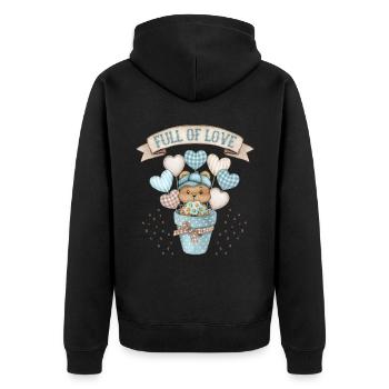Motif bébé garçon, bébé ours, bébé ours en peluche - Veste à capuche bio Premium Unisexe - noir - Dos - Nico (187cm)