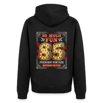 85th birthday 85 years Vintage-Retro Fun-Birthday - Unisex Premium Organic Zip Hoodie - black - Back - Nico (187cm)
