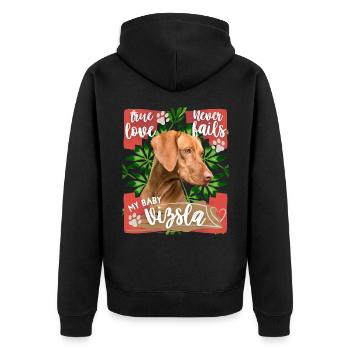 Vizsla, Magyar Vizsla, Hund, lustiger Spruch - Unisex Premium Bio Zip Hoodie - Schwarz - Hinten - Nico (187cm)