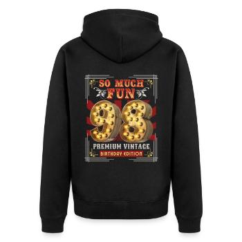 98th birthday 98 years Vintage-Retro Fun-Birthday - Unisex Premium Organic Zip Hoodie - black - Back - Nico (187cm)