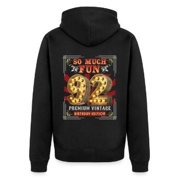 92nd birthday 92 years Vintage-Retro Fun-Birthday - Unisex Premium Organic Zip Hoodie - black - Back - Nico (187cm)