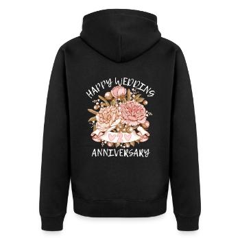 Hochzeitstag Alles Gute Glückwunsch mit Hortensien - Unisex Premium Bio Zip Hoodie - Schwarz - Hinten - Nico (187cm)