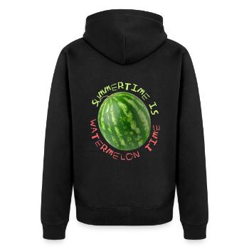 Melon, pastèque, drôle de dicton Summertime - Veste à capuche bio Premium Unisexe - noir - Dos - Nico (187cm)
