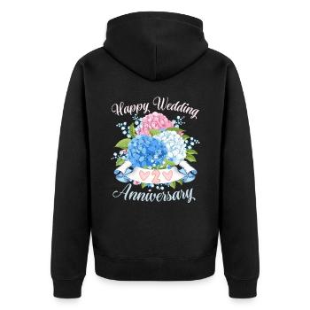 Hochzeitstag Alles Gute Glückwunsch mit Hortensien - Unisex Premium Bio Zip Hoodie - Schwarz - Hinten - Nico (187cm)