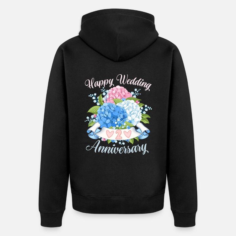 Félicitations d’anniversaire de mariage avec des hortensias - Veste à capuche bio Premium Unisexe - noir