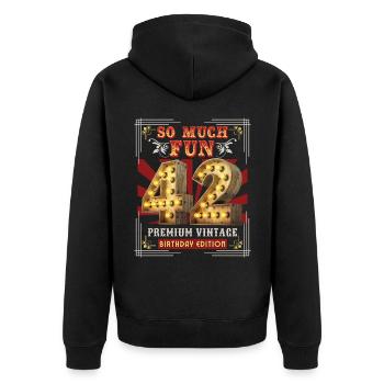 42ème anniversaire 42 ans Vintage-Retro-Fun-Anniversaire - Veste à capuche bio Premium Unisexe - noir - Dos - Nico (187cm)