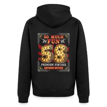 58th birthday 58 years Vintage-Retro Fun-Birthday - Unisex Premium Organic Zip Hoodie - black - Back - Nico (187cm)
