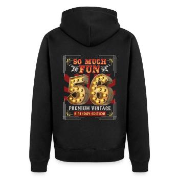 56th birthday 56 years Vintage-Retro Fun-Birthday - Unisex Premium Organic Zip Hoodie - black - Back - Nico (187cm)