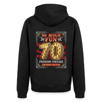 70th Birthday 70 Years Vintage-Retro Fun-Birthday - Unisex Premium Organic Zip Hoodie - black - Back - Nico (187cm)