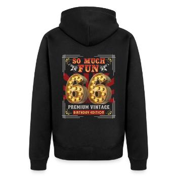 66th birthday 66 years Vintage-Retro Fun-Birthday - Unisex Premium Organic Zip Hoodie - black - Back - Nico (187cm)