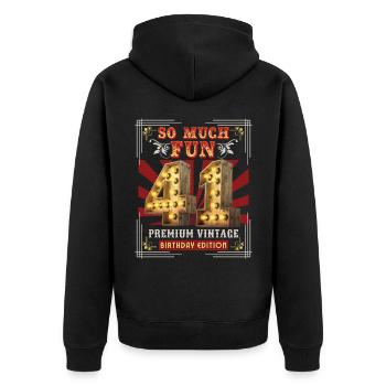 41st birthday 41 years Vintage-Retro Fun-Birthday - Unisex Premium Organic Zip Hoodie - black - Back - Nico (187cm)