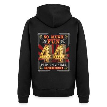 44th birthday 44 years Vintage-Retro Fun-Birthday - Unisex Premium Organic Zip Hoodie - black - Back - Nico (187cm)