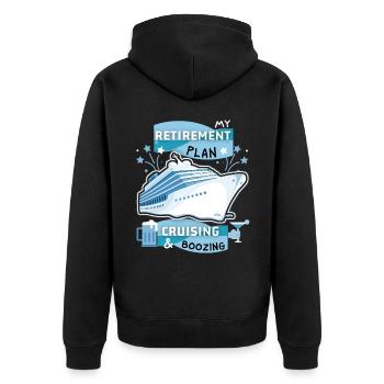 Kreuzfahrt, lustiger Spruch Rentner-Pläne, Rentner - Unisex Premium Bio Zip Hoodie - Schwarz - Hinten - Nico (187cm)