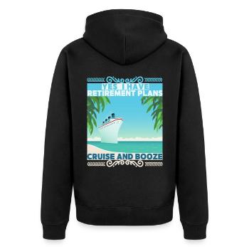 Kreuzfahrt, lustiger Spruch Rentner-Pläne, Rentner - Unisex Premium Bio Zip Hoodie - Schwarz - Hinten - Nico (187cm)