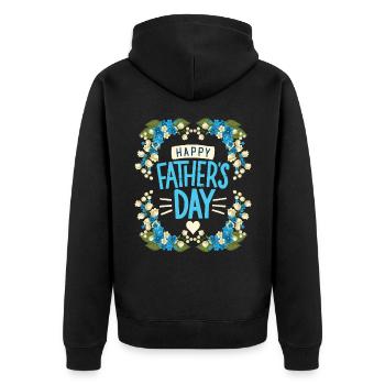 Fête des Pères Fête des Pères Typographie motif du muguet - Veste à capuche bio Premium Unisexe - noir - Dos - Nico (187cm)