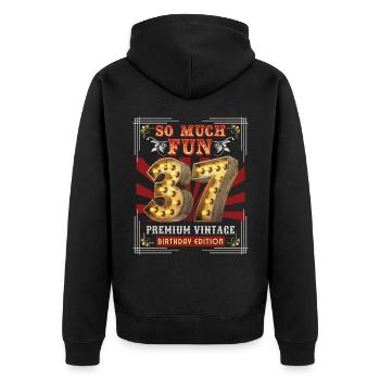 37th birthday 37 years Vintage-Retro Fun-Birthday - Unisex Premium Organic Zip Hoodie - black - Back - Nico (187cm)
