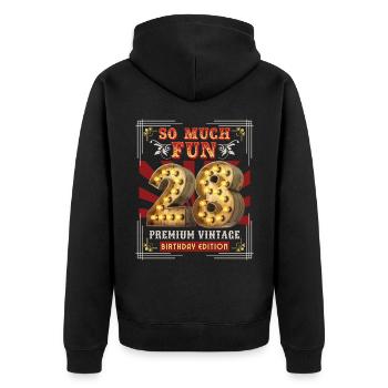28th birthday 28 years Vintage-Retro Fun-Birthday - Unisex Premium Organic Zip Hoodie - black - Back - Nico (187cm)