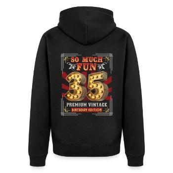 35th birthday 35 years Vintage-Retro Fun-Birthday - Unisex Premium Organic Zip Hoodie - black - Back - Nico (187cm)