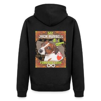 Jack Russell Terrier, saying - Unisex Premium Organic Zip Hoodie - black - Back - Nico (187cm)