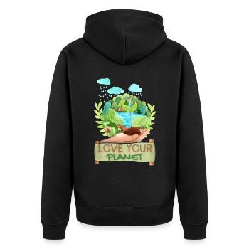 Journée mondiale de l’environnement, Journée mondiale de l’environnement Protection de l’environnement - Veste à capuche bio Premium Unisexe - noir - Dos - Nico (187cm)