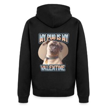 Mops-Hund, Pug-Dog, Hund Illustration, Spruch - Unisex Premium Bio Zip Hoodie - Schwarz - Hinten - Nico (187cm)