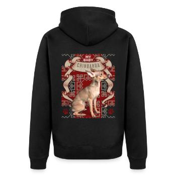 Chihuahua, funny saying - Unisex Premium Organic Zip Hoodie - black - Back - Nico (187cm)